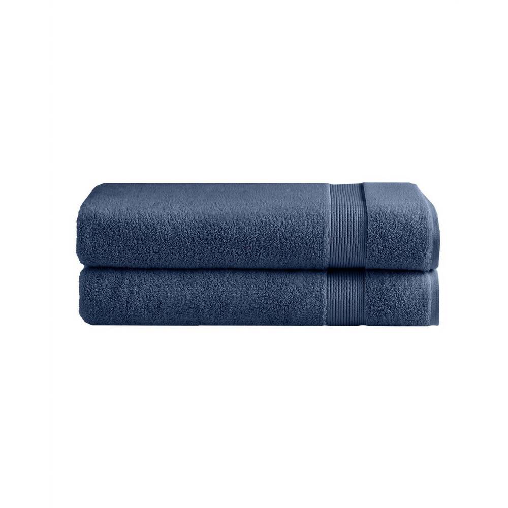 NEW UNDER THE CANOPY classic organic 2-piece bath sheet set in navy